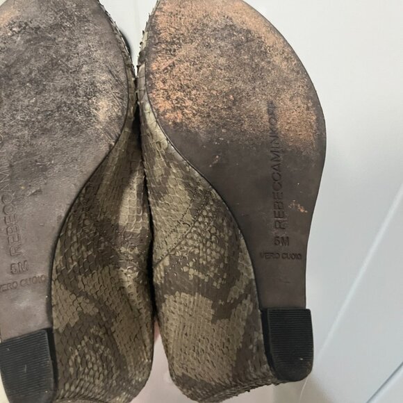 Rebecca Minkoff Gray Snakeskin Leather Open Toe Ankle Booties Size 5 - Picture 5 of 5